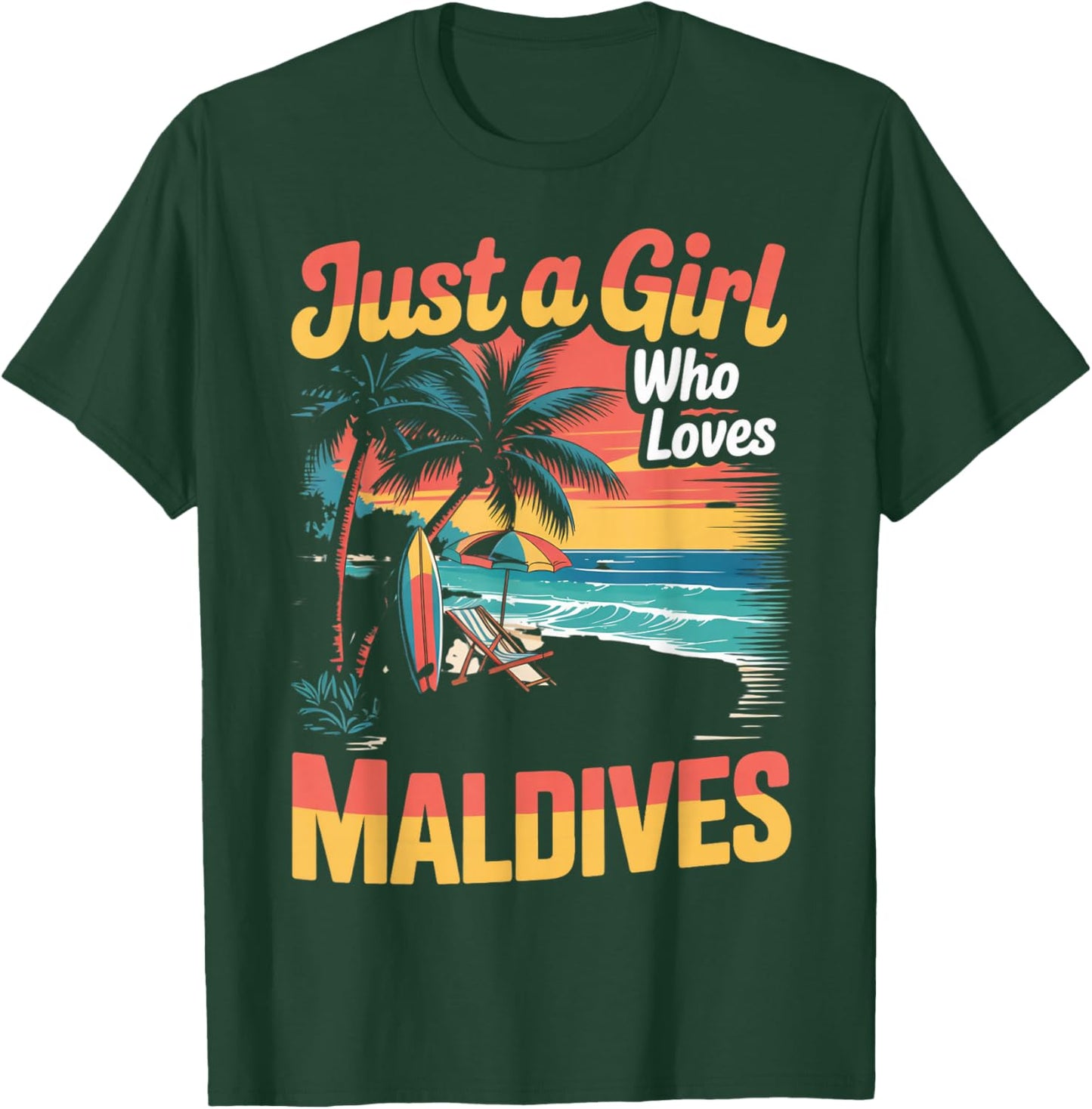 Island Tropical Surfing Maldivian Girl Who Loves Maldives T-Shirt - T-Shirt | Forest