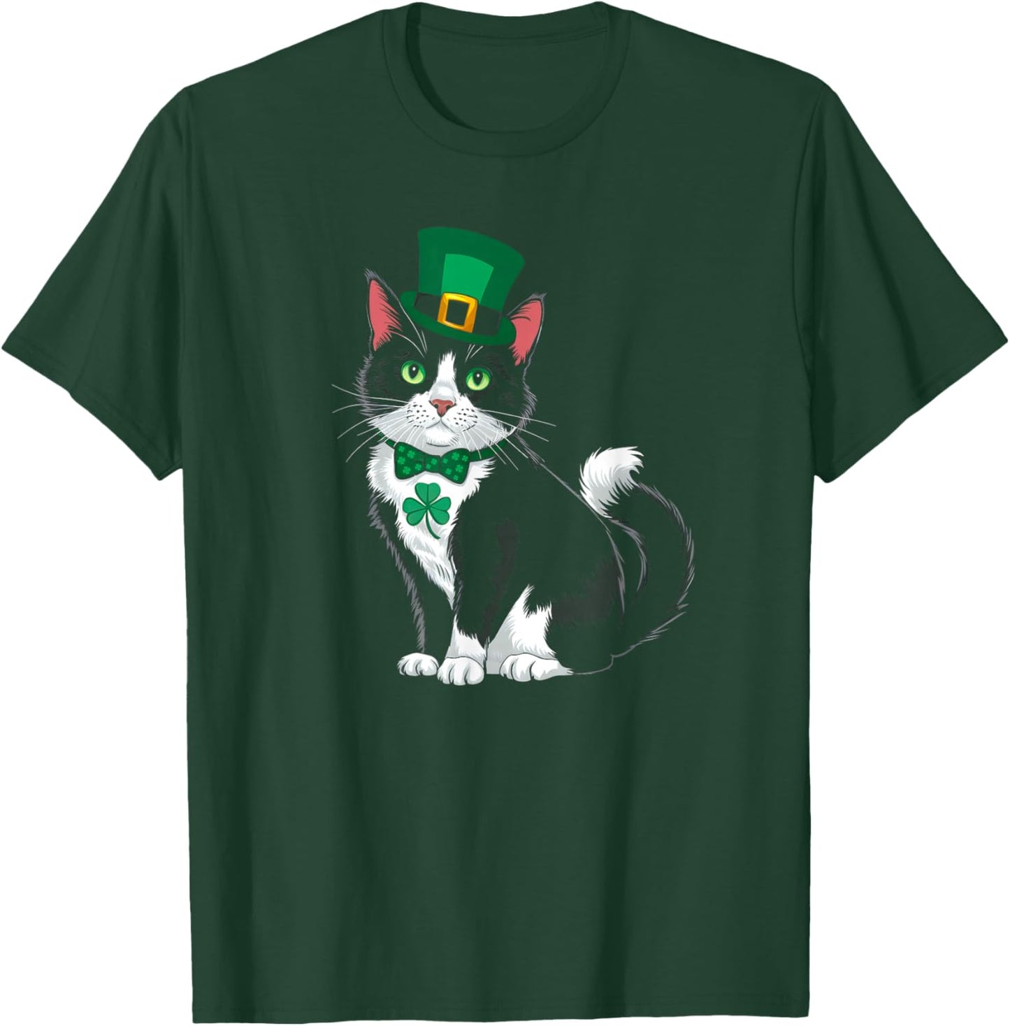 St Patricks Cat Shamrock Leprechaun Saint Pattys Cat Lover T-Shirt - T-Shirt | Forest