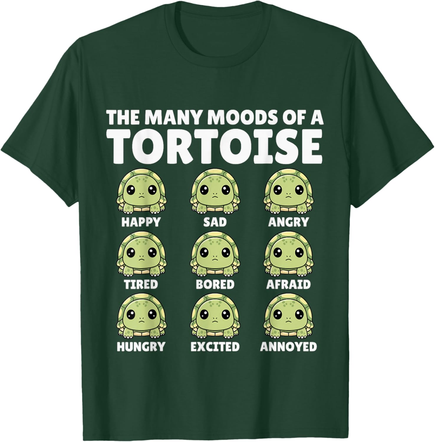 Tortoise, The Many Moods of a Tortoise, Funny Tortoise T-Shirt - T-Shirt | Forest