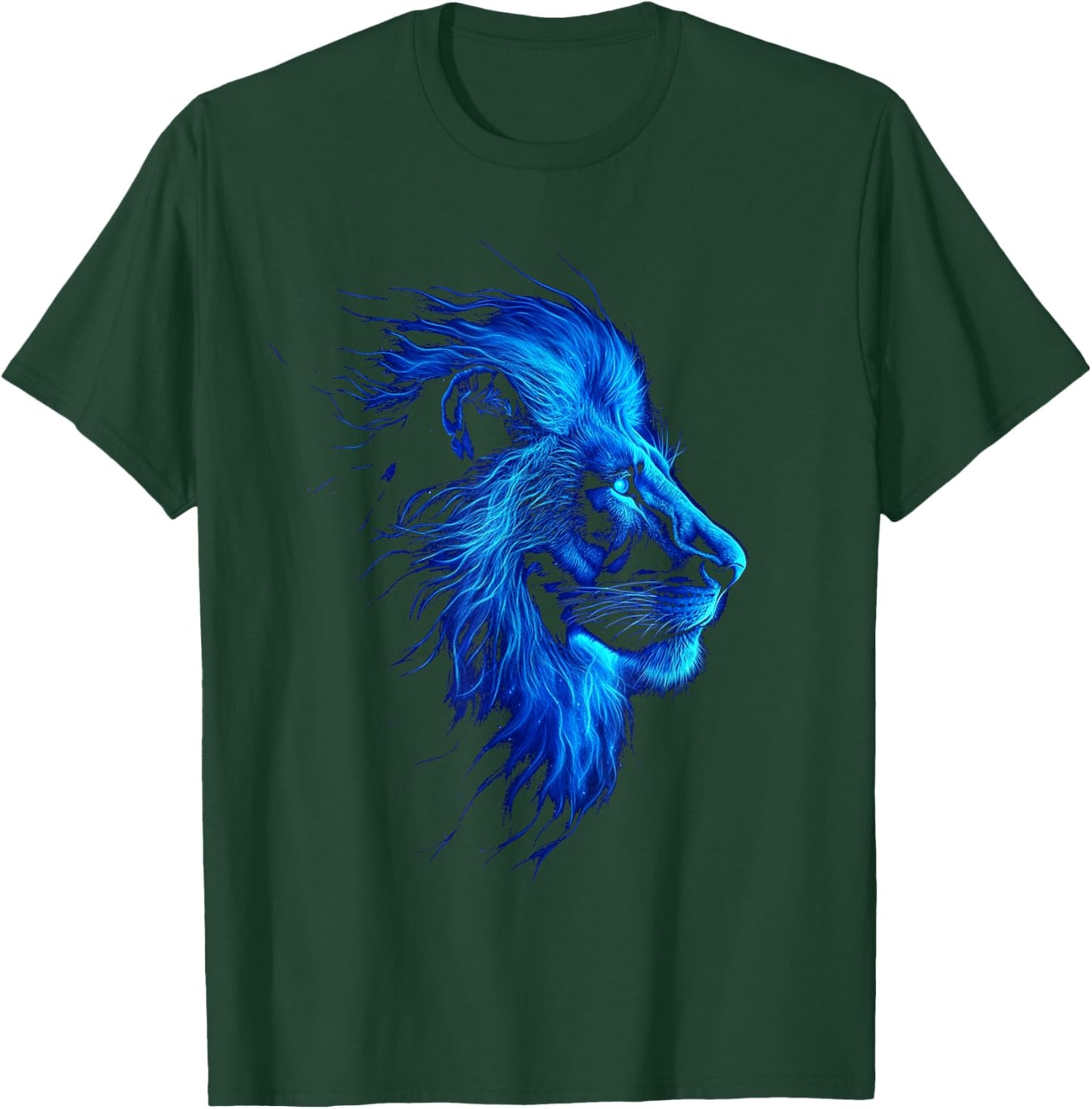 Animal Graphic Majestic Blue Artistic Lion Lover T-Shirt - T-Shirt | Forest