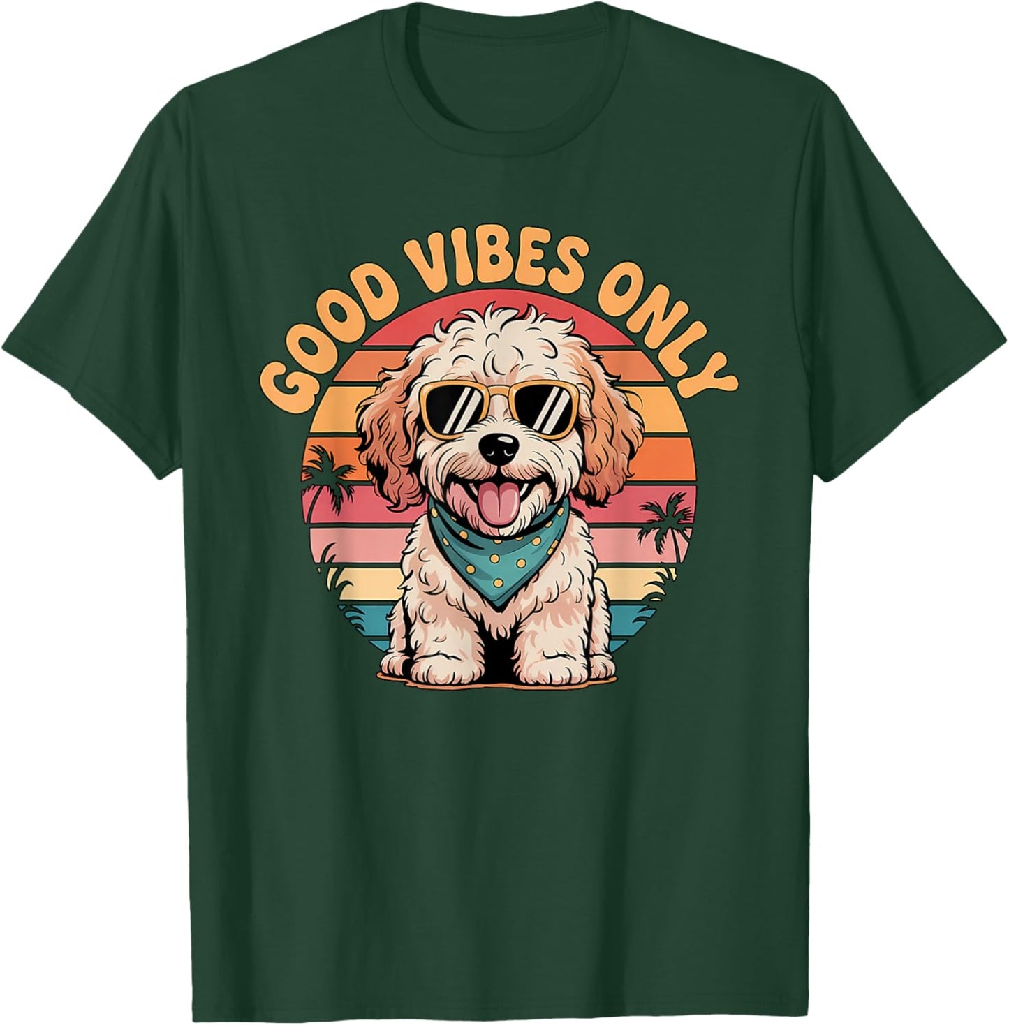 Cockapoo Puppy Retro Sunset Vibes Dog Lover T-Shirt - T-Shirt | Forest