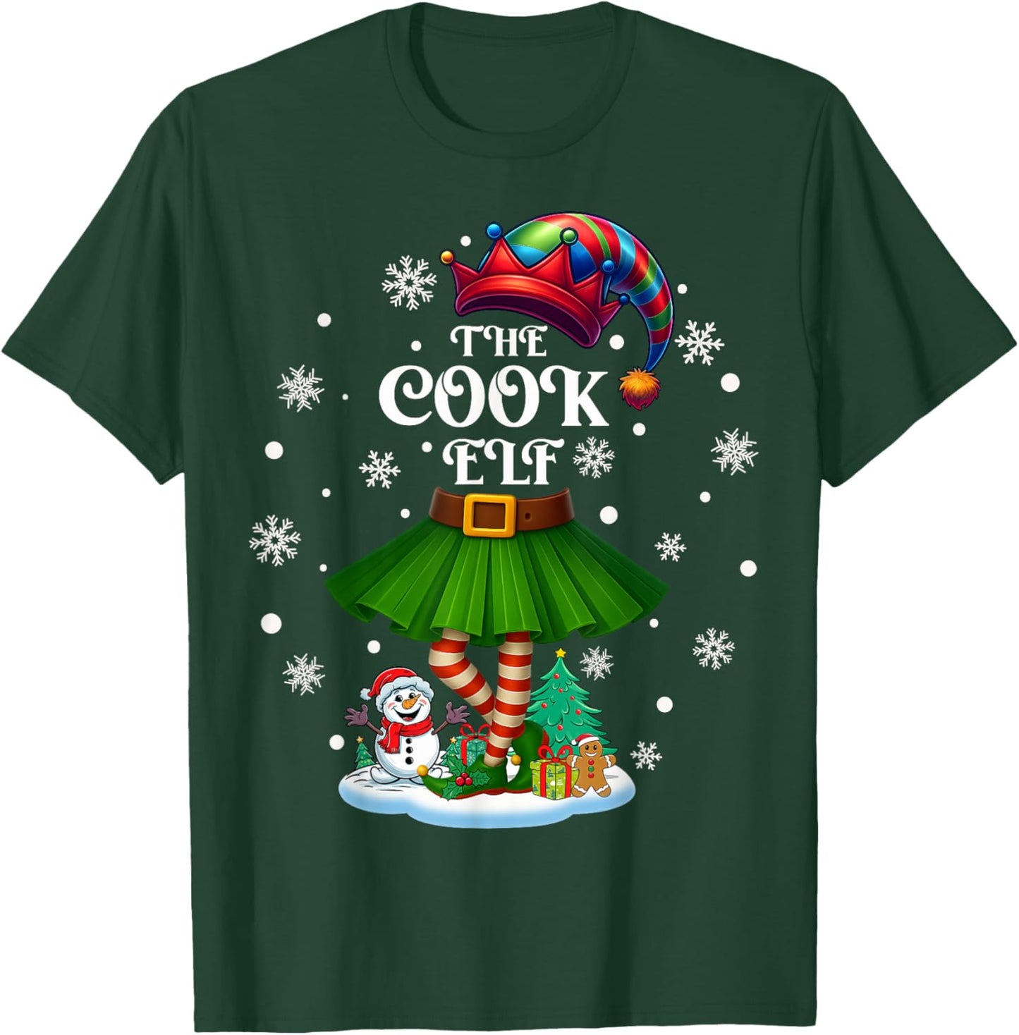 Cook Elf Squad Xmas Women Girls Mom Christmas Family T-Shirt - T-Shirt | Forest
