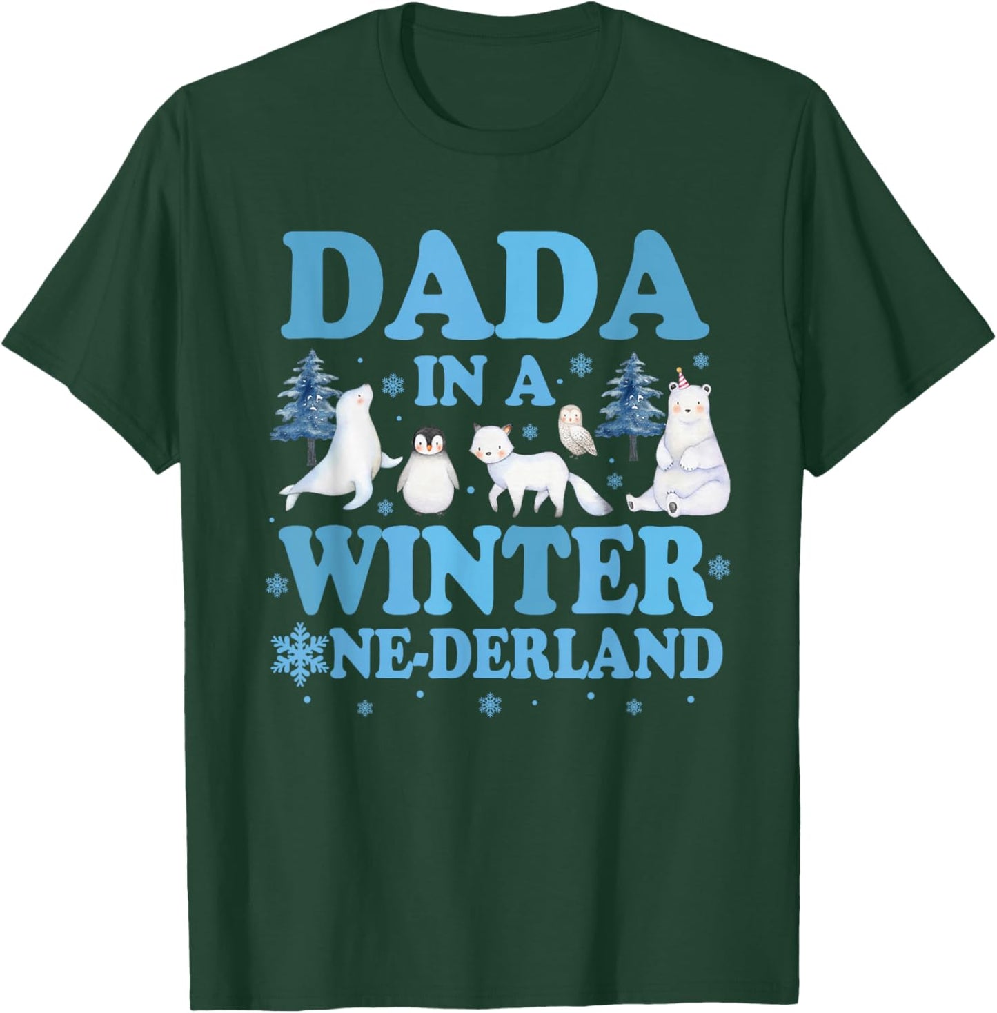 Dada in a Winter Onederland Birthday Boy Arctic Animals T-Shirt - T-Shirt | Forest