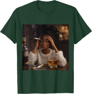 Funny Distressed Doll Face Meme Smoking Sarcastic Humor Gift T-Shirt - T-Shirt | Forest