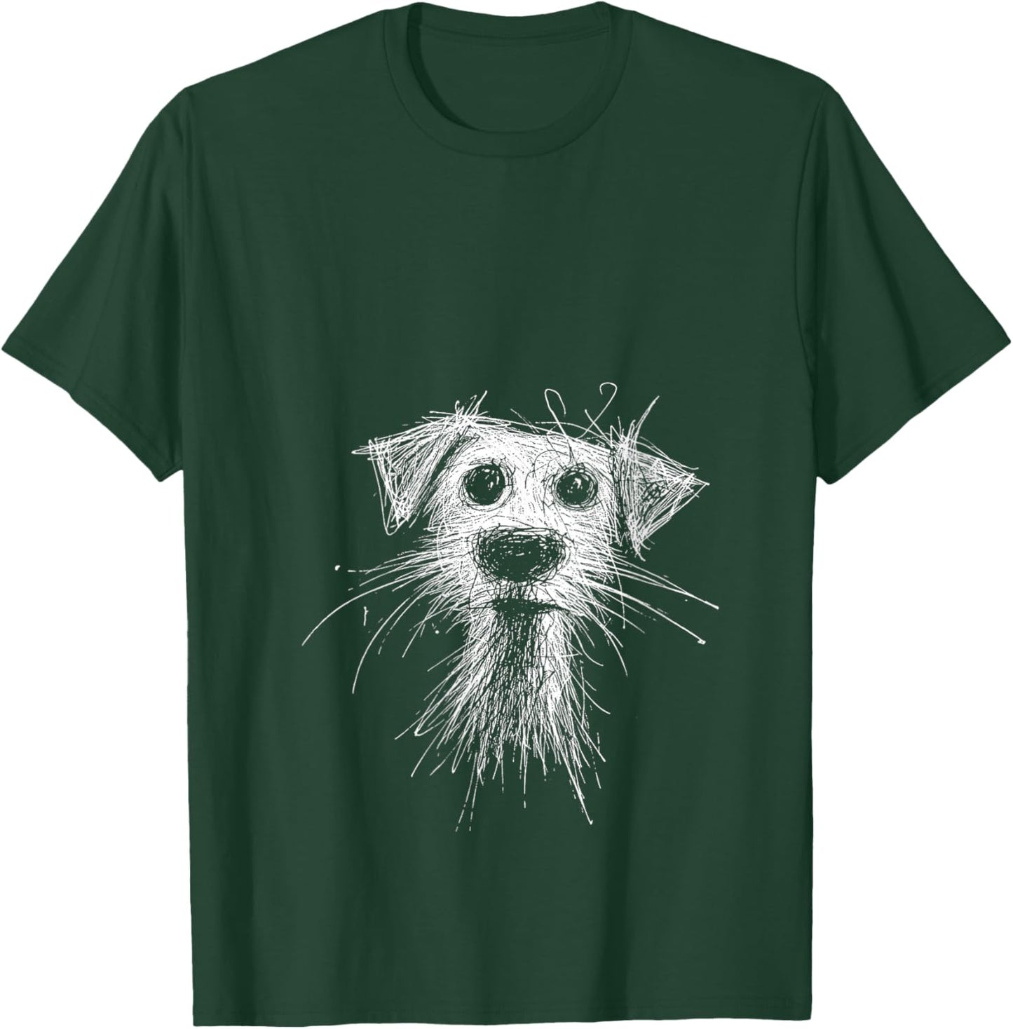 Women's Abstract Scribble Puppy Drawing for Dog Lovers V-Neck T-Shirt - T-Shirt | Forest