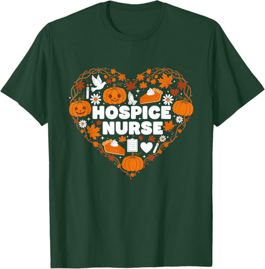 Hospice Nurse Heart Autumn Thanksgiving Kids T-Shirt - T-Shirt | Forest