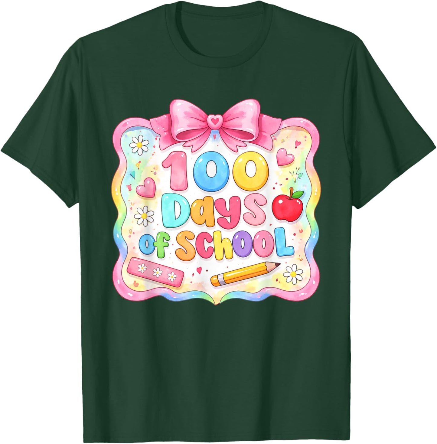 Preppy 100 Days of School Girl Kids Cute 100th Day of School T-Shirt - T-Shirt | Forest