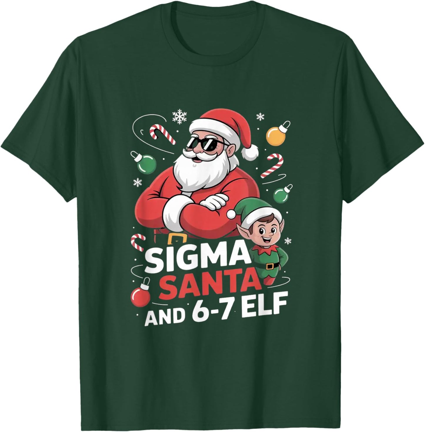 6-7 Christmas Ugly Sweater Six Seven Xmas 67 Meme Santa Elf T-Shirt - T-Shirt | Forest