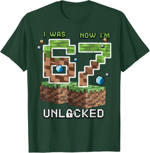 7th Birthday I was 6 Now Im 7 Unlocked 67 Boys Kids Youth T-Shirt - T-Shirt | Forest