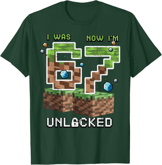7th Birthday I was 6 Now Im 7 Unlocked 67 Boys Kids Youth T-Shirt - T-Shirt | Forest