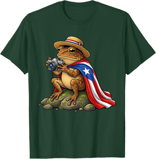 Funny Coqui Frog Puerto Rico Boricua Hispanic Culture T-Shirt - T-Shirt | Forest