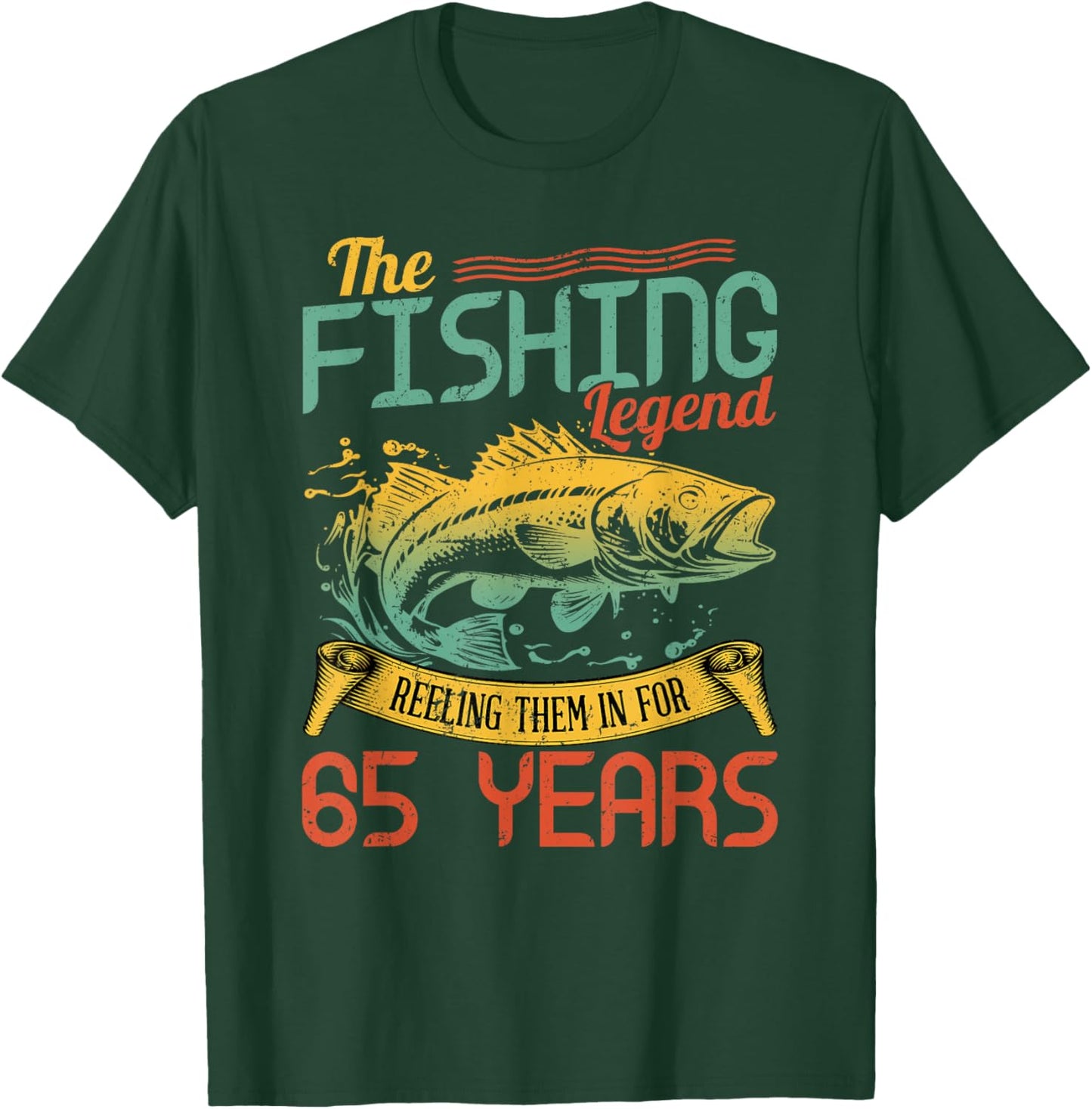 Fishing Legend 65 Years Old Gift Fisherman 65th Birthday T-Shirt - T-Shirt | Forest
