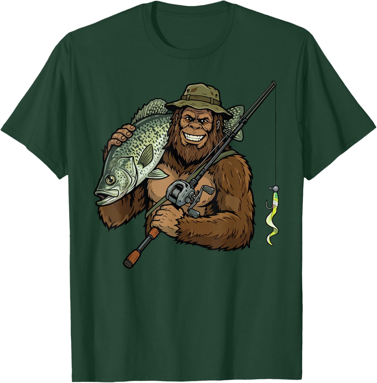 Crappie Fishing Funny Bigfoot T-Shirt - T-Shirt | Forest
