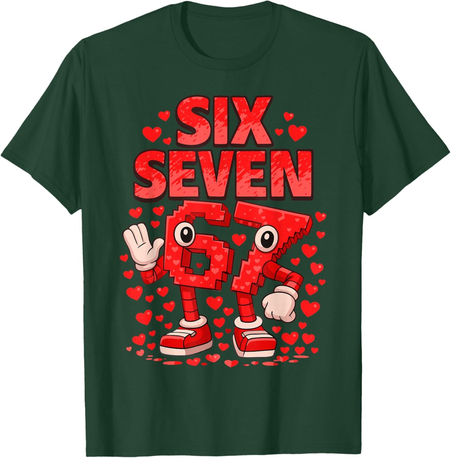 Kids Meme 67 Six Seven 6 7 Valentine Heart T-Shirt - T-Shirt | Forest