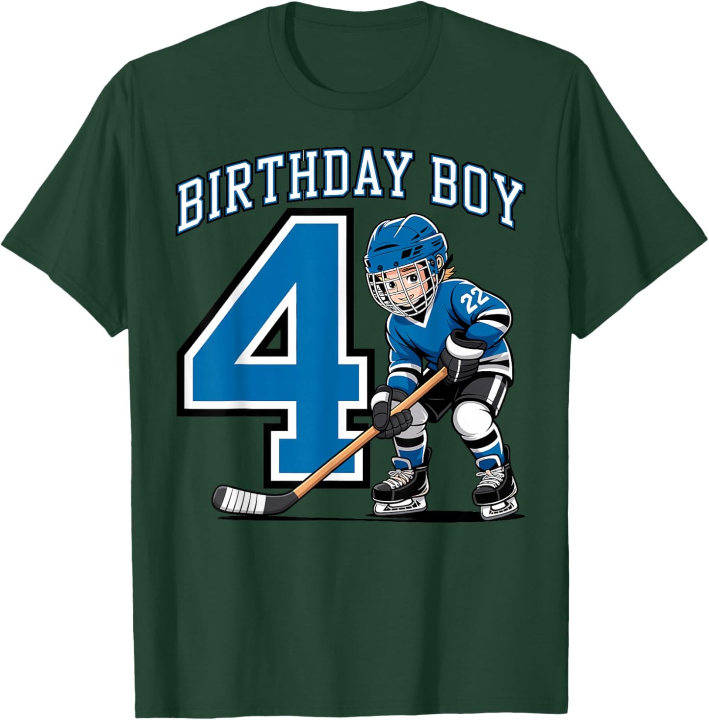 Ice Hockey 4 Years Birthday Boy 4th Bday Kids Hockey Party T-Shirt - T-Shirt | Forest
