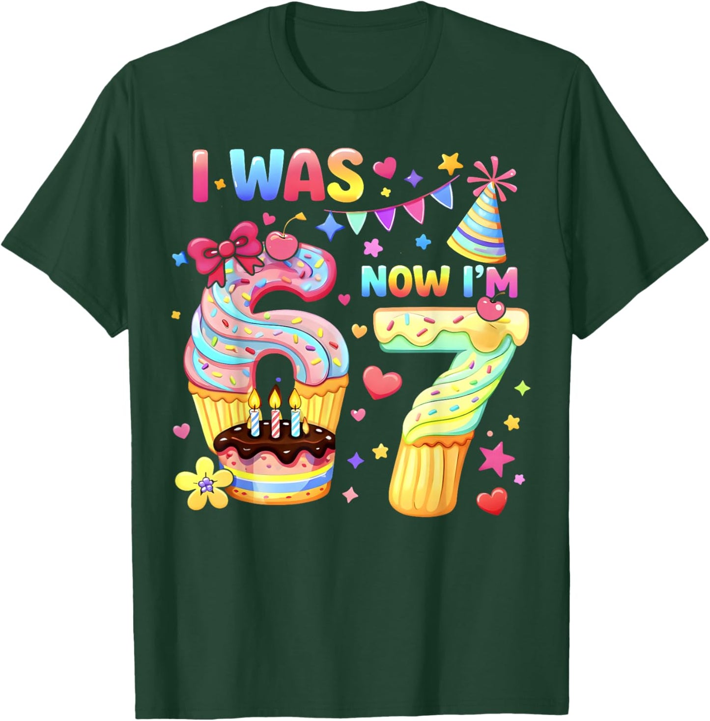 I was 6 Now I'm 7 Cute Birthday Girl Gifts for Girls Kids T-Shirt - T-Shirt | Forest
