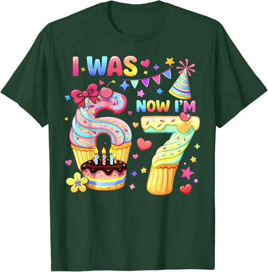 I was 6 Now I'm 7 Cute Birthday Girl Gifts for Girls Kids T-Shirt - T-Shirt | Forest