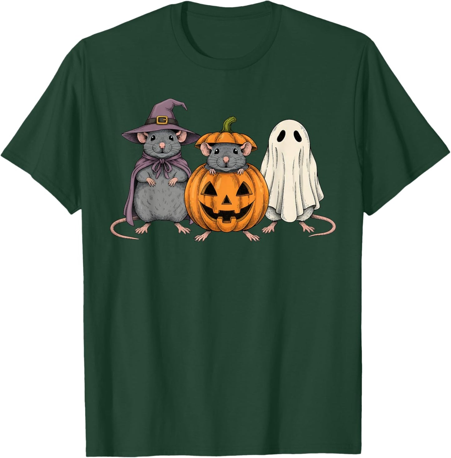 Spooky Ghost Rat Lover Pumpkin Halloween T-Shirt - T-Shirt | Forest
