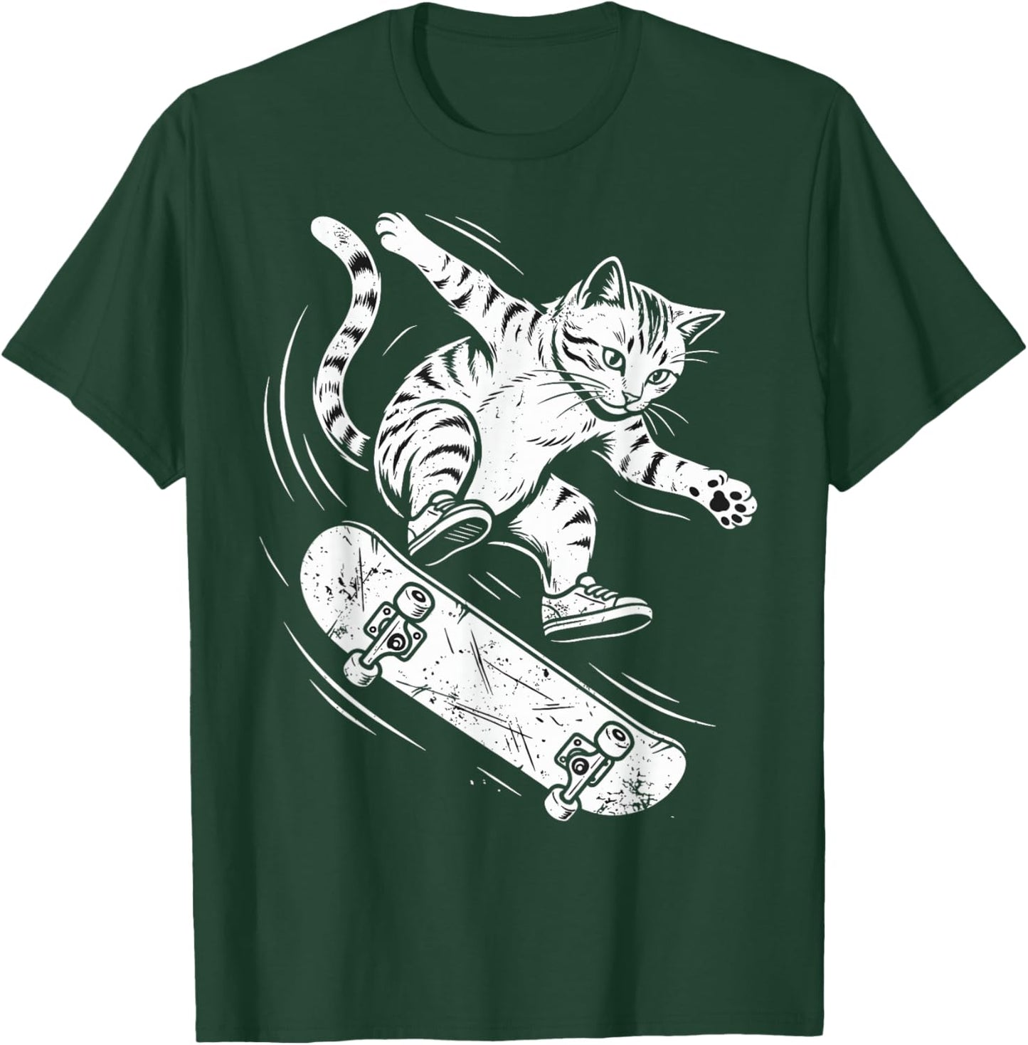 Funny Cat Skater Skateboard Player Skateboarding Girls T-Shirt - T-Shirt | Forest