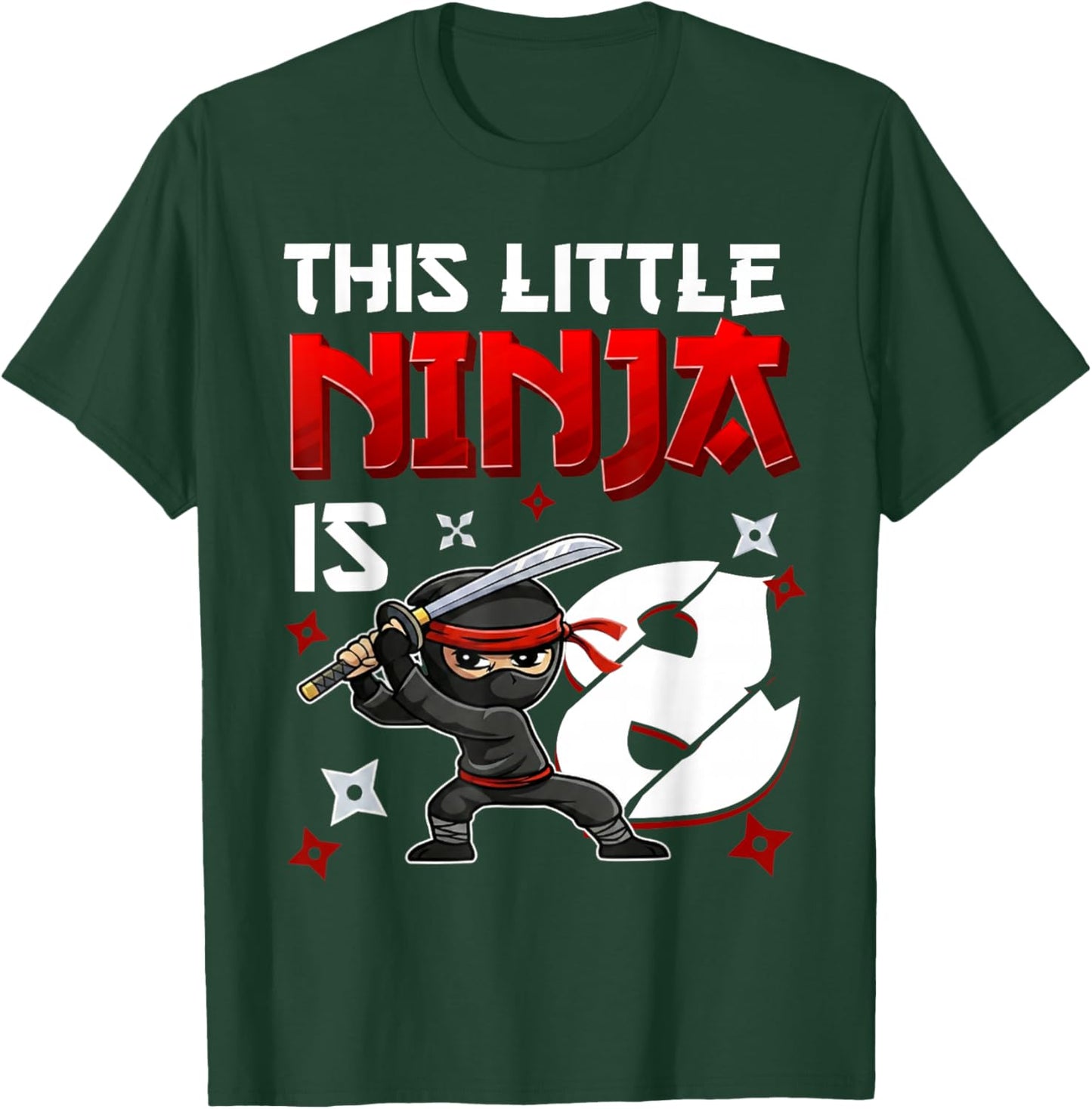 This Little Ninja is 8 Year Old 8th Birthday Ninja Boys Kids T-Shirt - T-Shirt | Forest