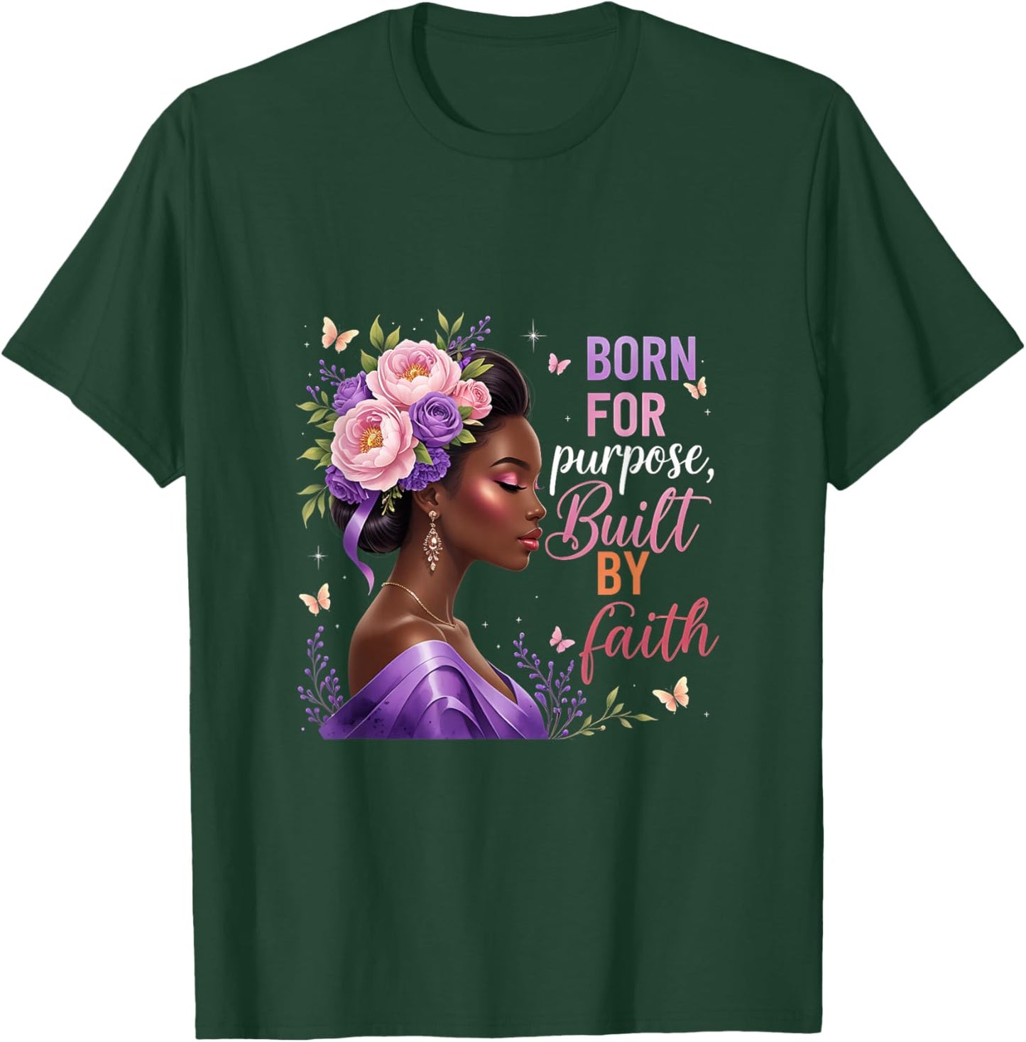 Black Women Christian Afro Faith God African American T-Shirt - T-Shirt | Forest