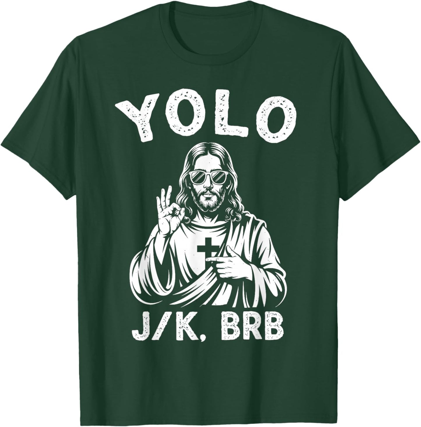 Yolo Jk BRB Jesus Christian Women Boys Easter Day T-Shirt - T-Shirt | Forest