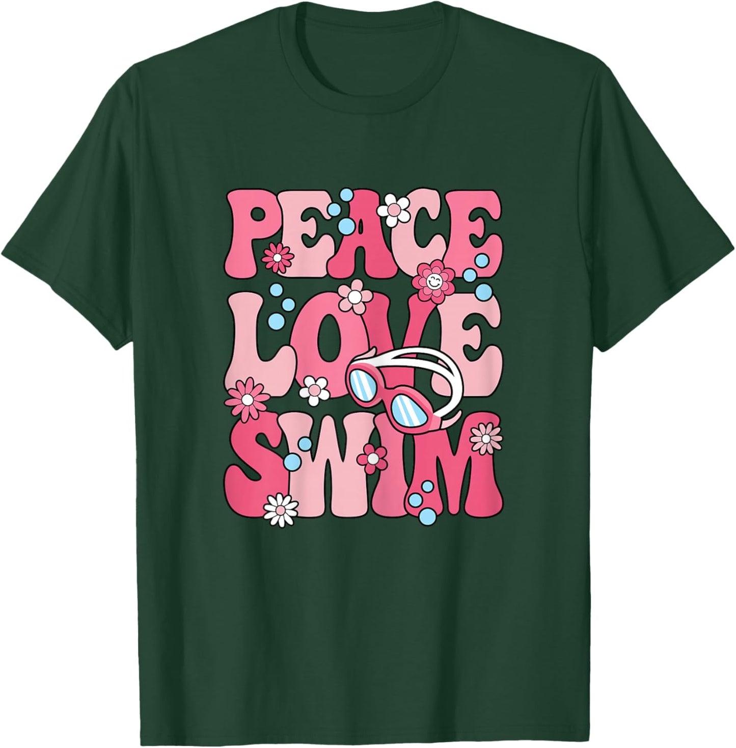 Peace Love Swim Swimming Cute Swimmer Women Girls Kids T-Shirt - T-Shirt | Forest