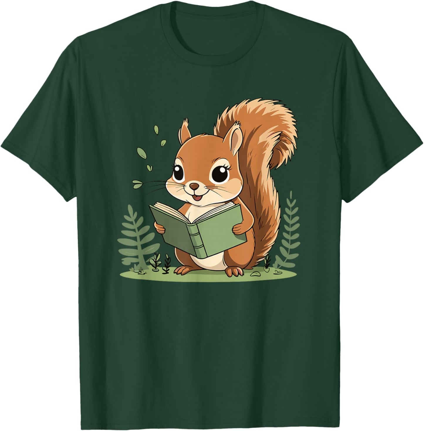 Cute Reading Squirrel for Bookworm Kids and Teachers T-Shirt - T-Shirt | Forest