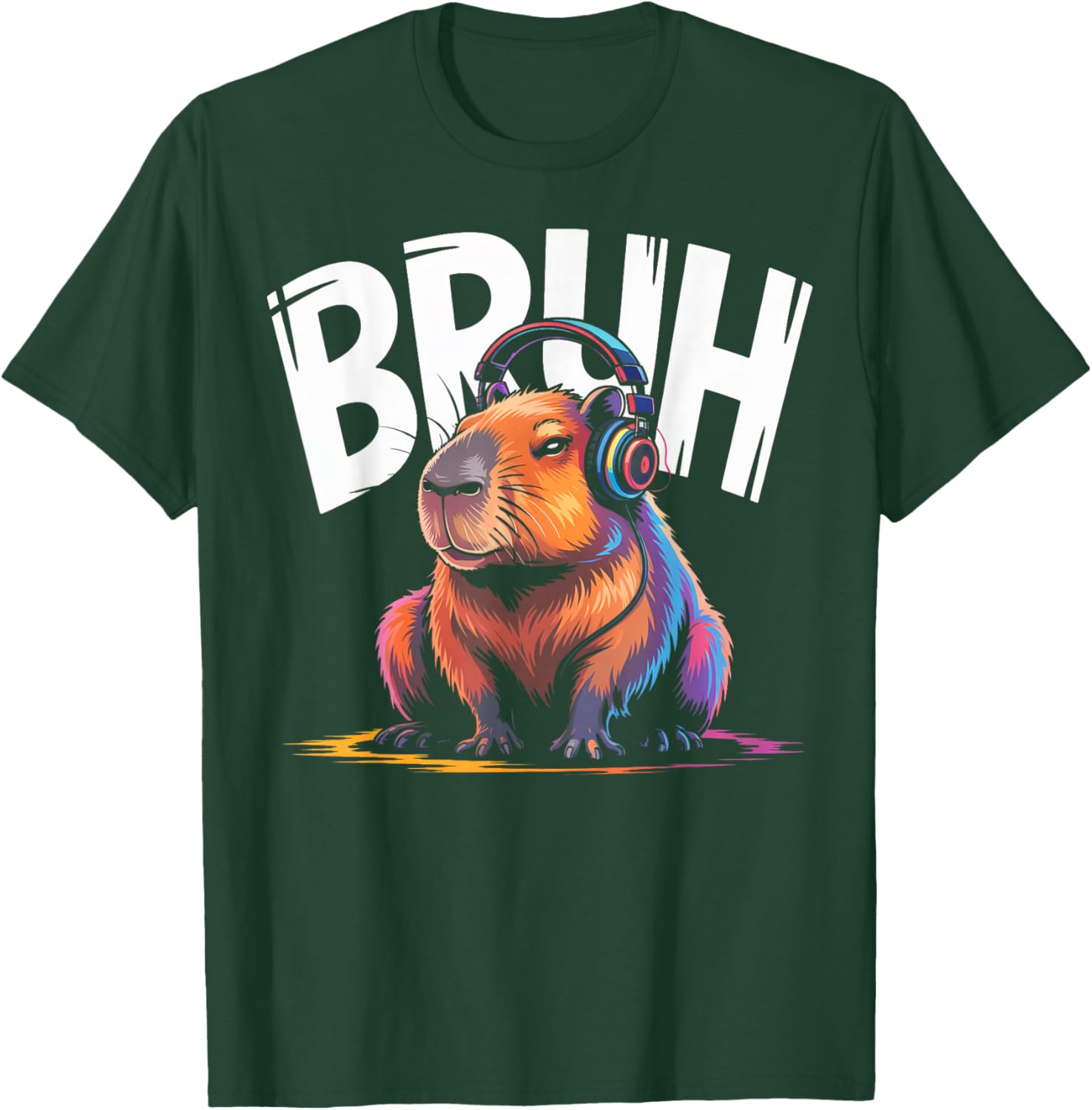 Capybara Bruh Headphone Video Game T-Shirt - T-Shirt | Forest