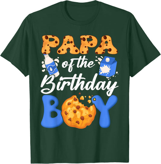 Papa of The Birthday Boy Milk and Cookies 1St Birthday T-Shirt - T-Shirt | Forest