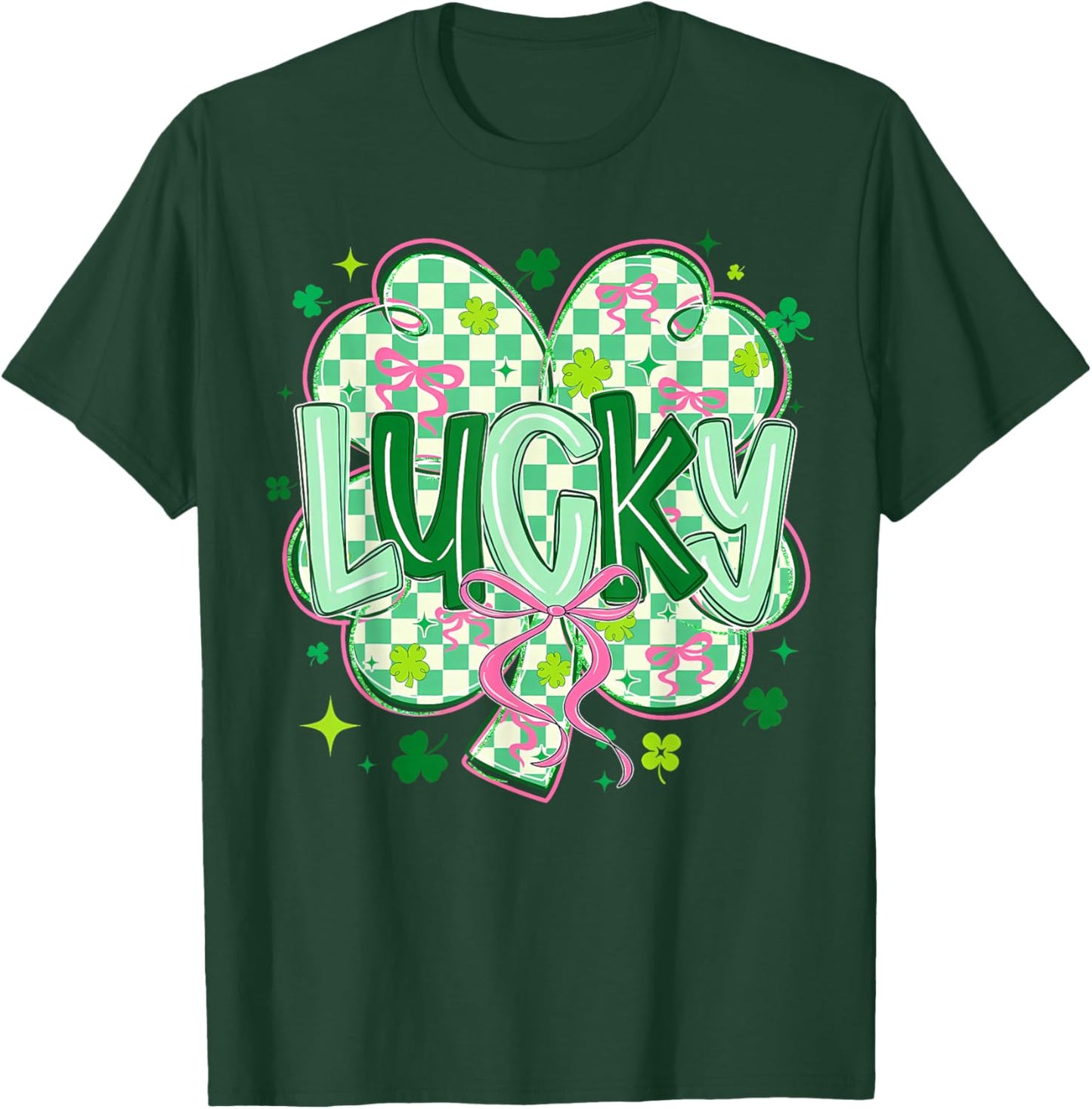 Preppy St Patricks Day Lucky Men Women T-Shirt - T-Shirt | Forest