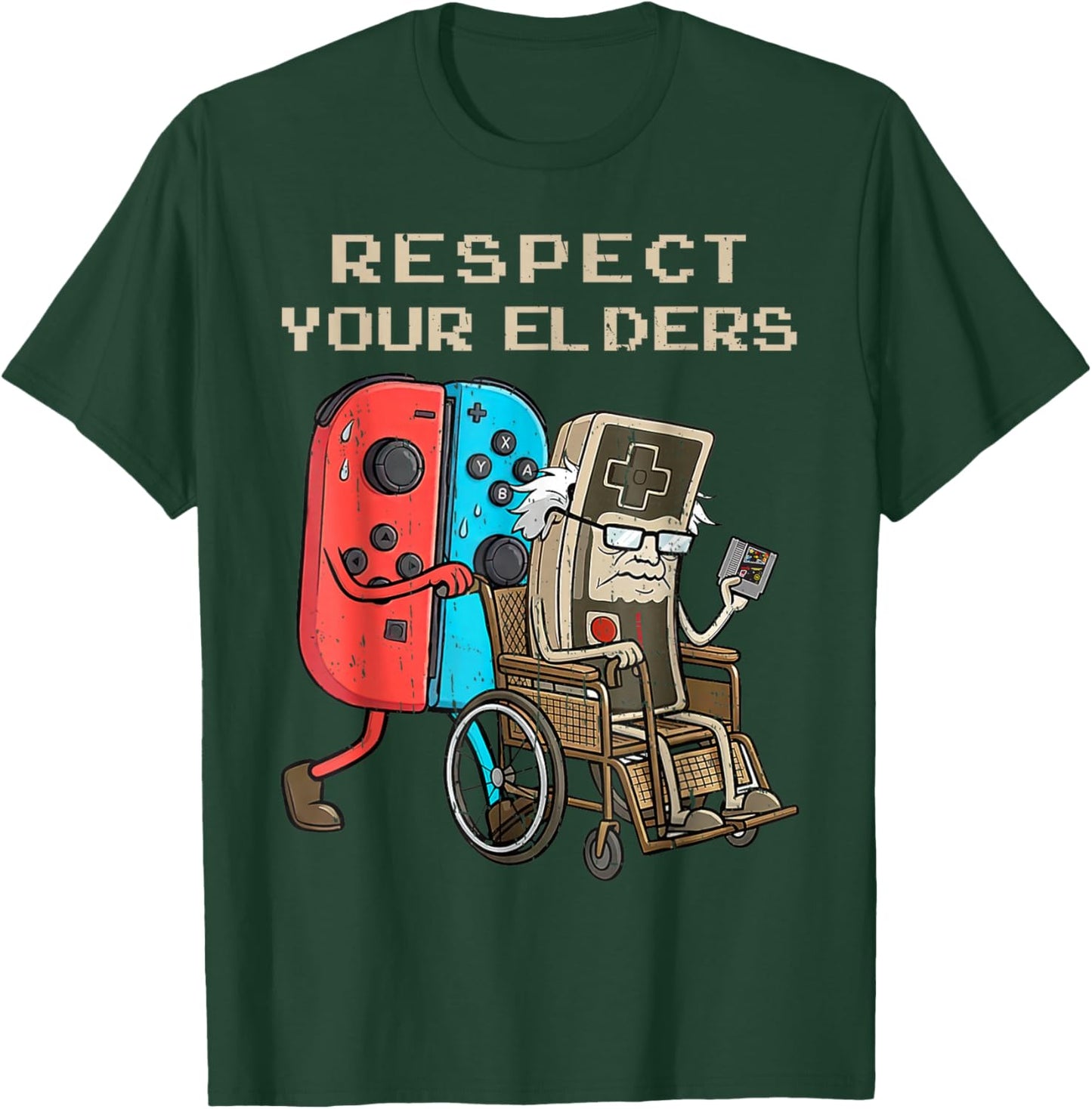 Retro Gaming Funny Gamer Controller 80s Respect Your Elders T-Shirt - T-Shirt | Forest