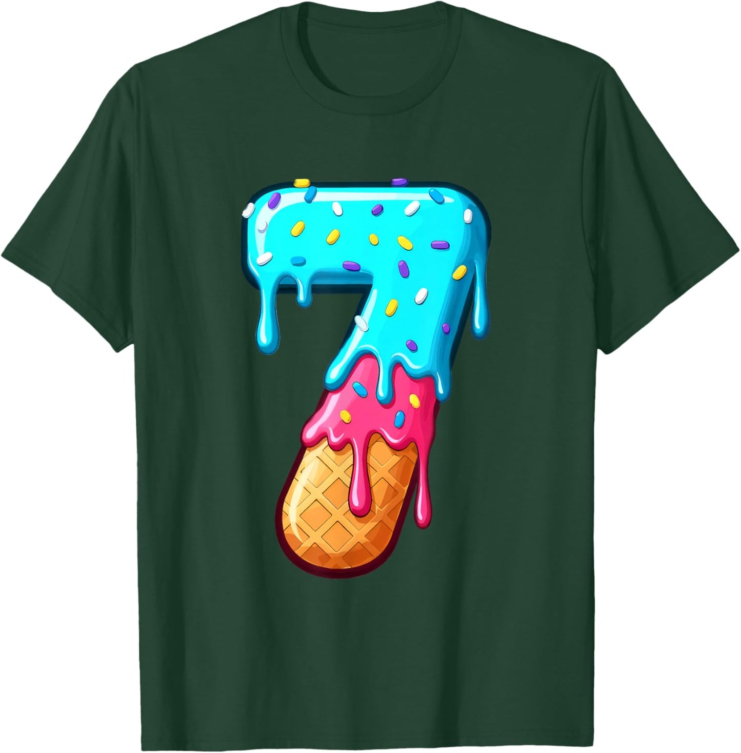 Funny 67 Number 7 Ice Cream Drip Meme Matching Group Costume T-Shirt - T-Shirt | Forest