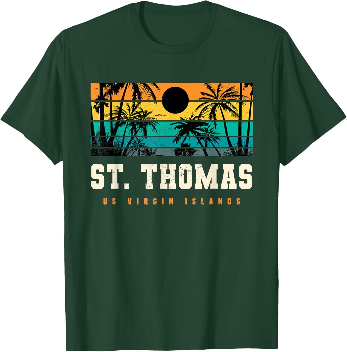 St. Thomas US USVI Islands Retro Sunset Beach T-Shirt - T-Shirt | Forest