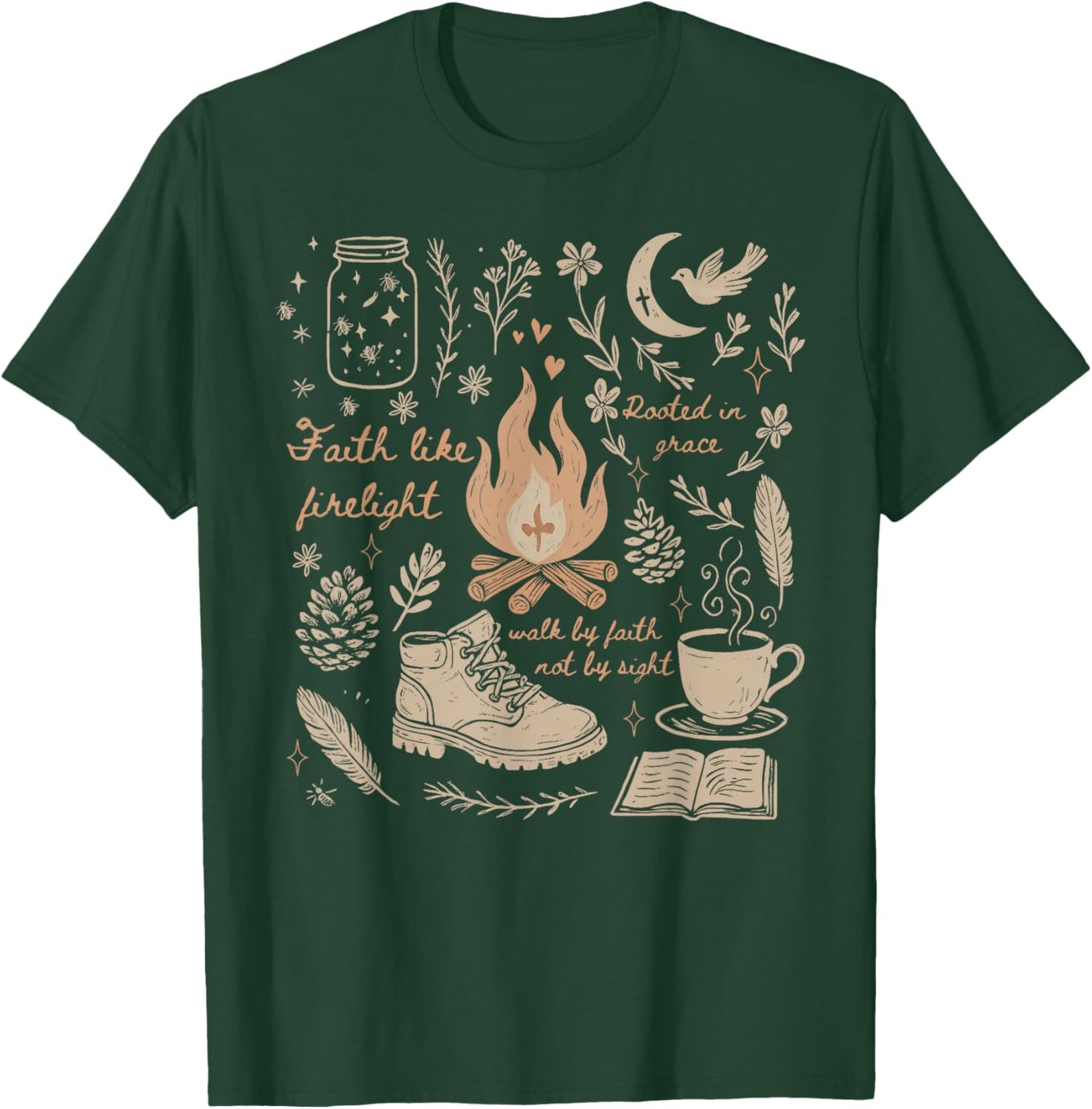 Faith Based Camping Religious Christian Camping Camper T-Shirt - T-Shirt | Forest