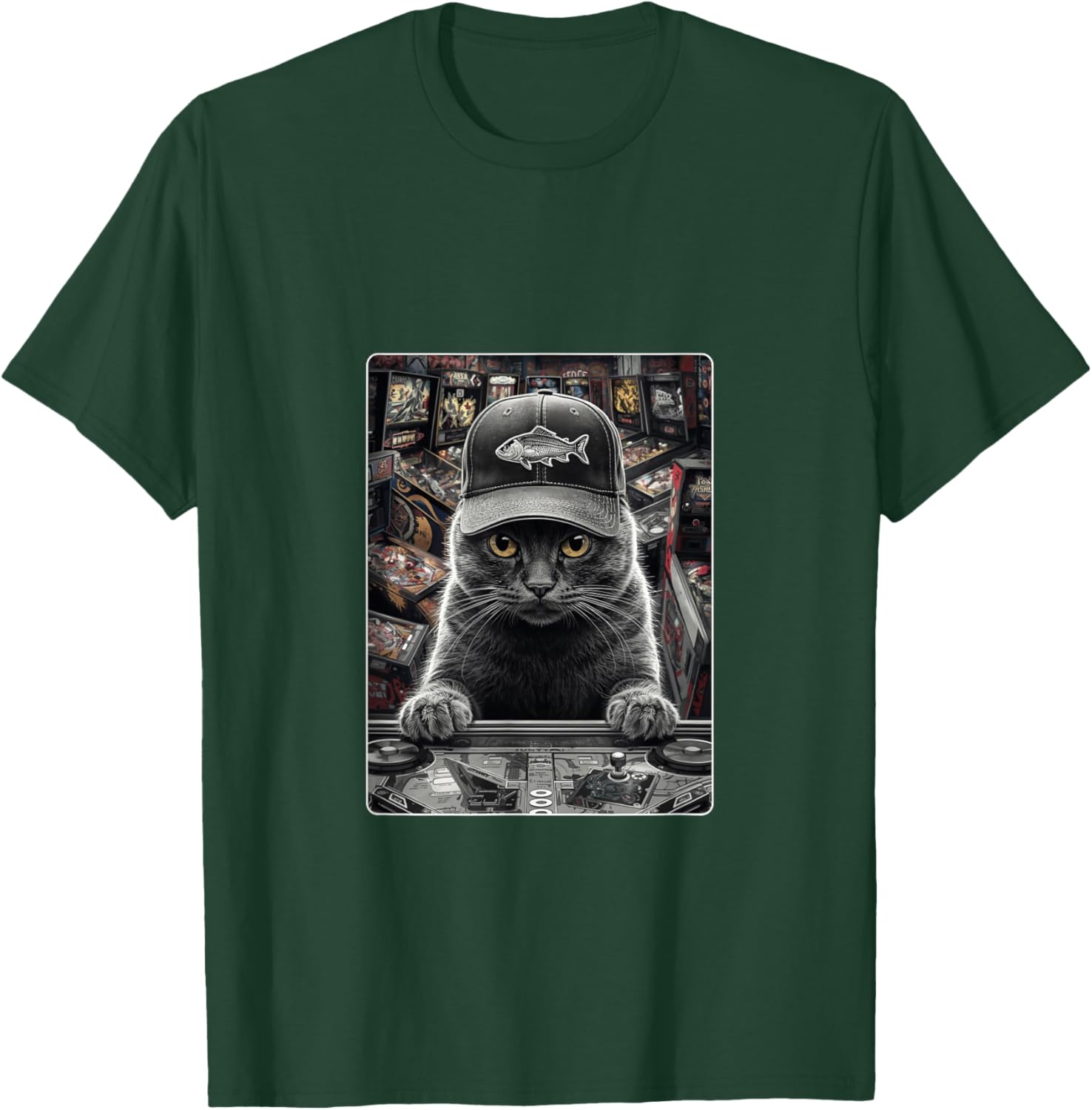 Cat, Video Game, Retro Gaming, Arcade, Funny Cat Graphic T-Shirt - T-Shirt | Forest