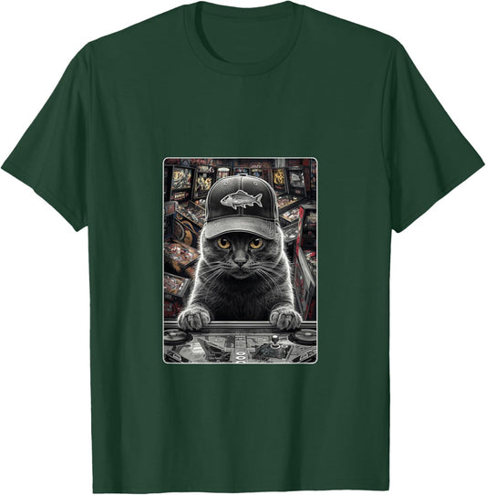 Cat, Video Game, Retro Gaming, Arcade, Funny Cat Graphic T-Shirt - T-Shirt | Forest
