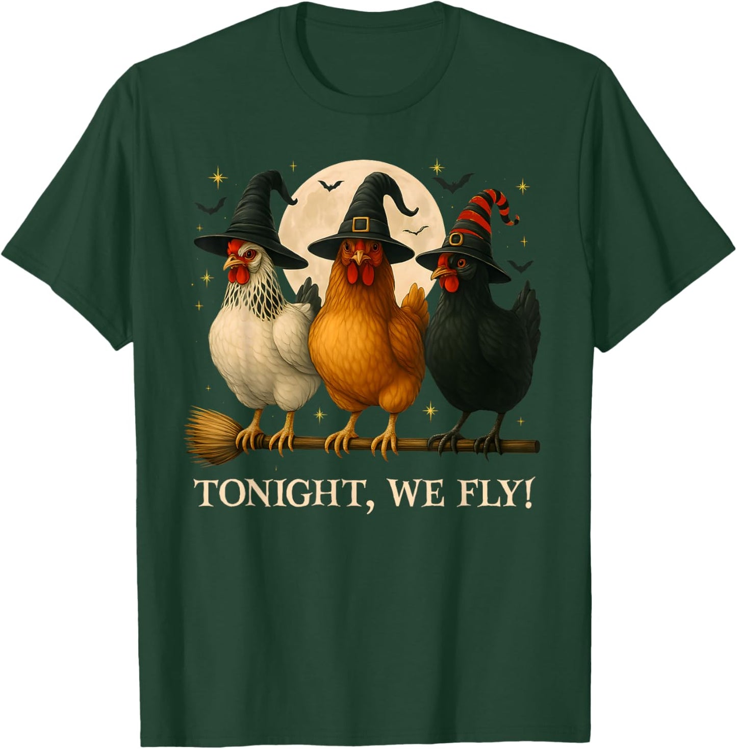Funny Chicken Halloween Costume Tonight We Fly Spooky Season T-Shirt - T-Shirt | Forest