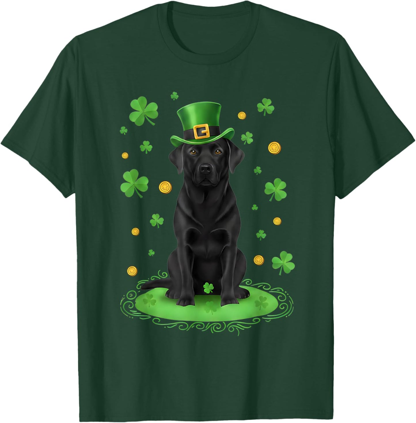 Black Lab Labrador St Patricks Day Dog Shamrock Men Women T-Shirt - T-Shirt | Forest