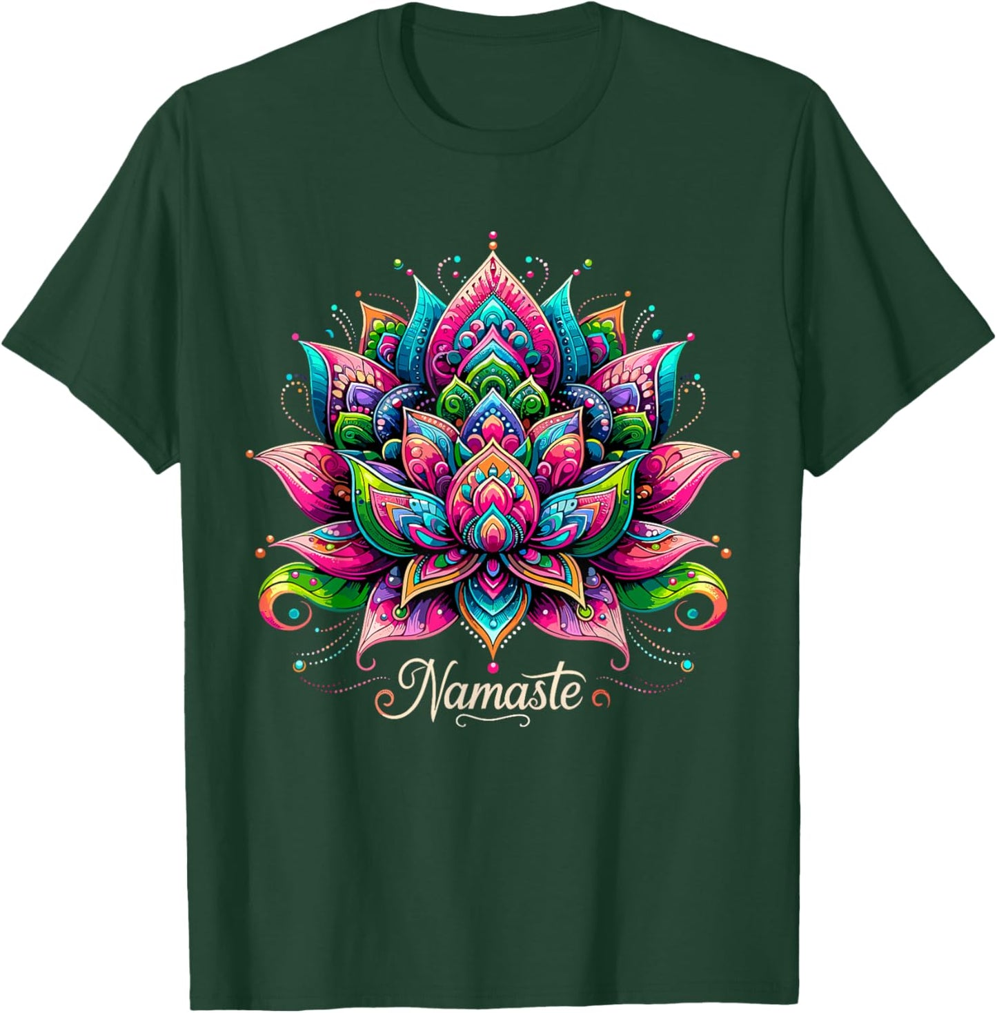 Namaste Lotus Flower Meditaton Zen Bohemian T-Shirt - T-Shirt | Forest