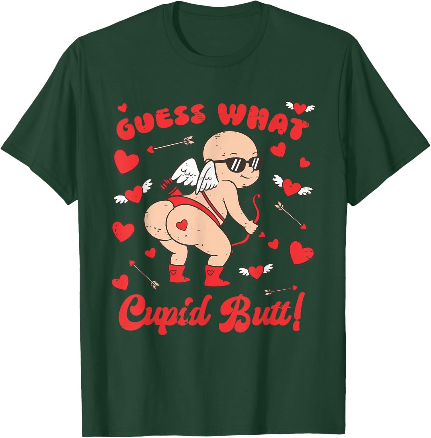Funny Valentine Guess What Cupid Butt Heart XOXO Be Mine T-Shirt - T-Shirt | Forest