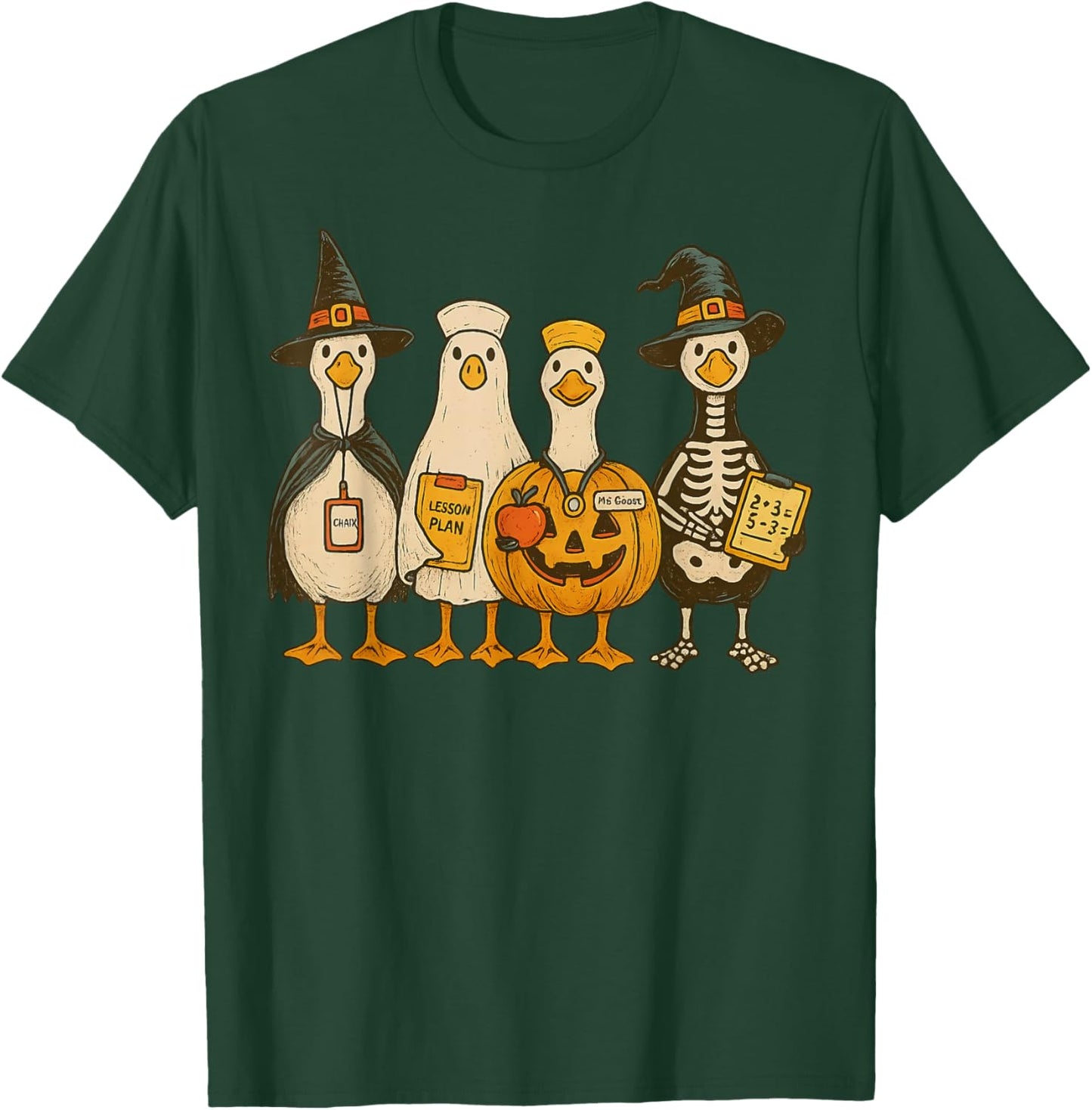 Funny Silly Goose Teacher Halloween Trick or Teach T-Shirt - T-Shirt | Forest