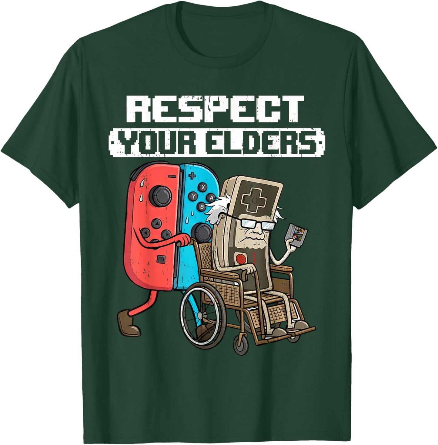 Retro Gaming Funny Gamer Controller 80s Respect Your Elders T-Shirt - T-Shirt | Forest