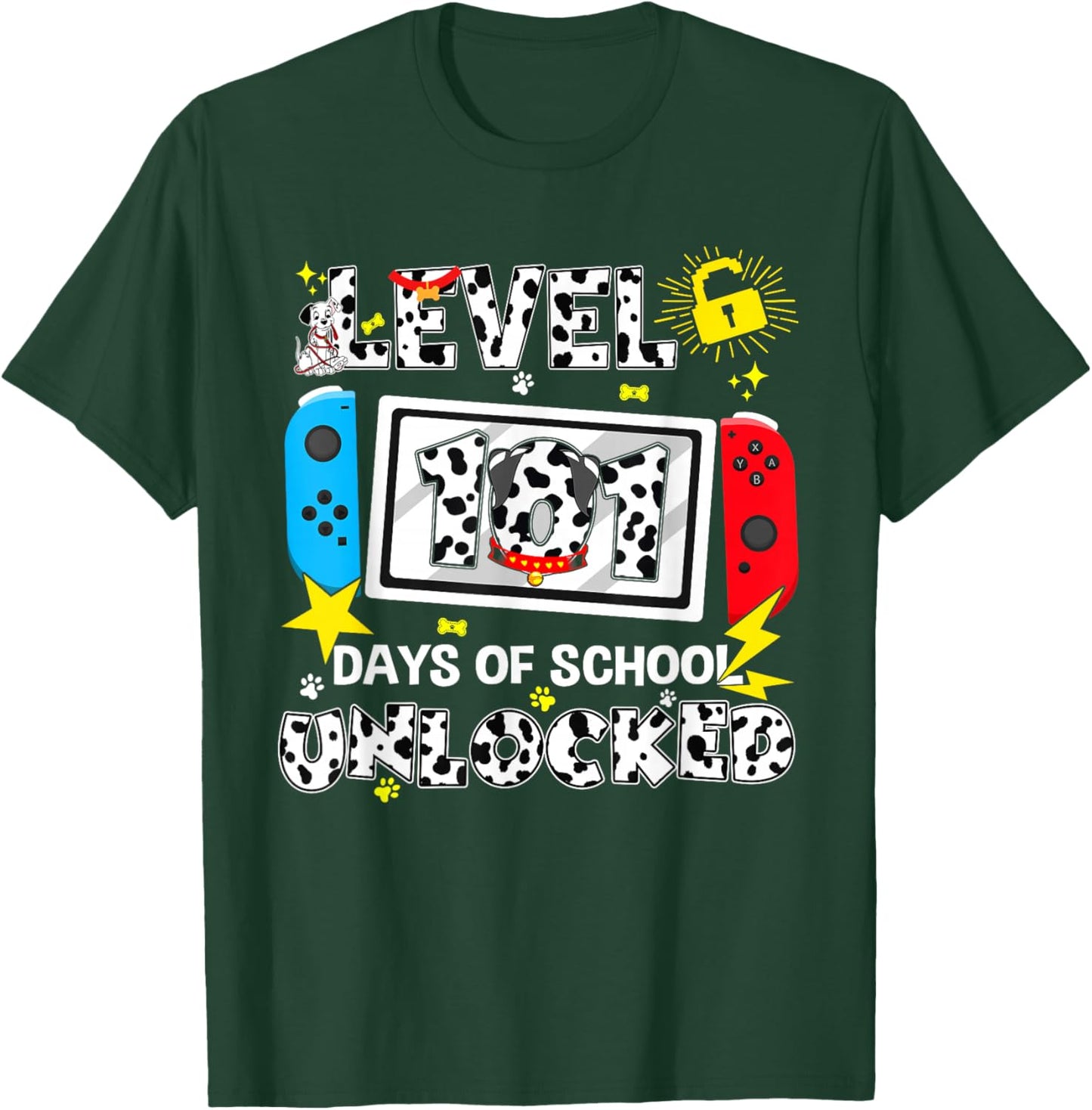 Level Unlocked Game Controller 101 Days School 100 Days T-Shirt - T-Shirt | Forest