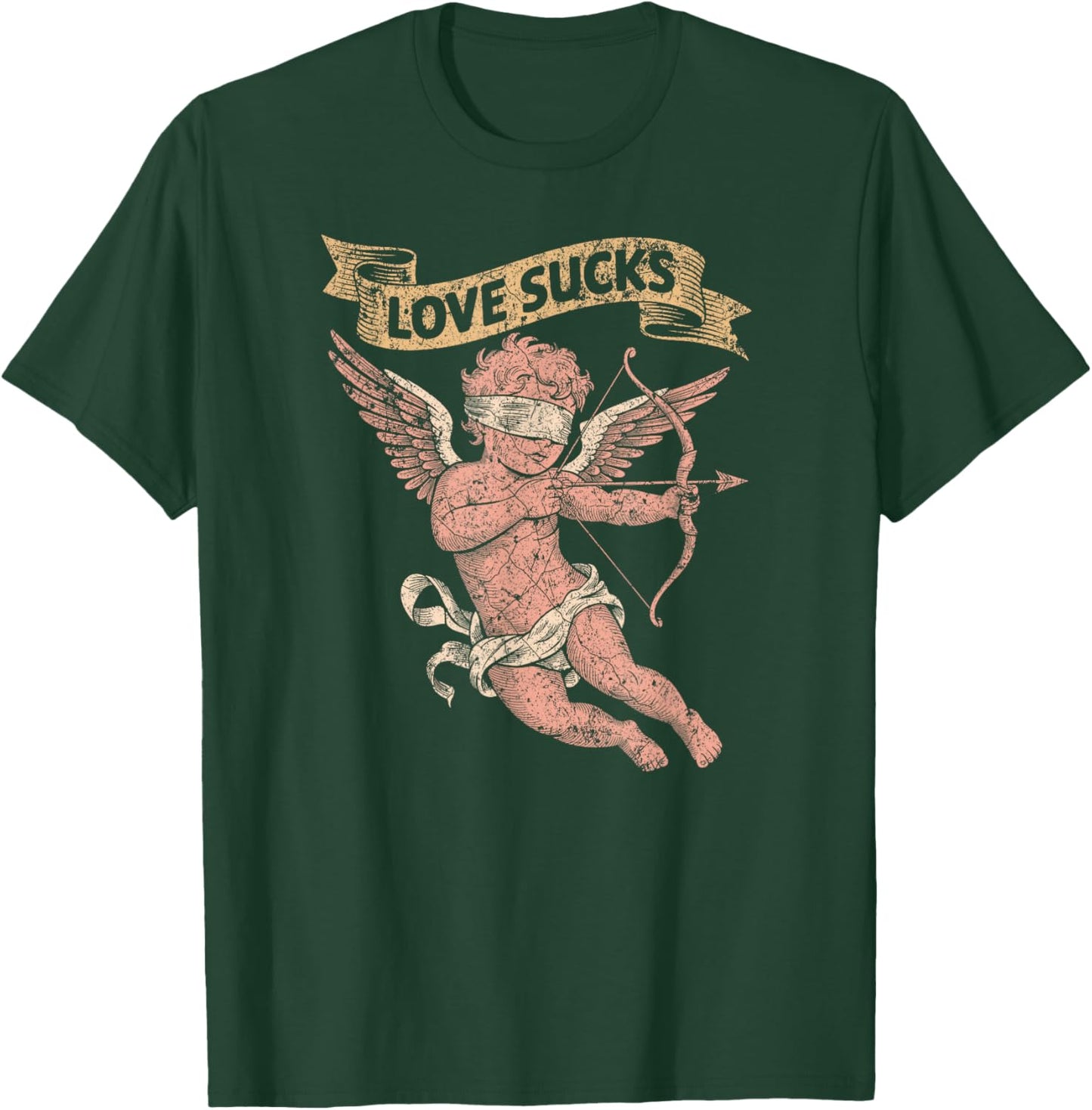 Love Sucks Blind Faded Cupid Singles Design T-Shirt - T-Shirt | Forest