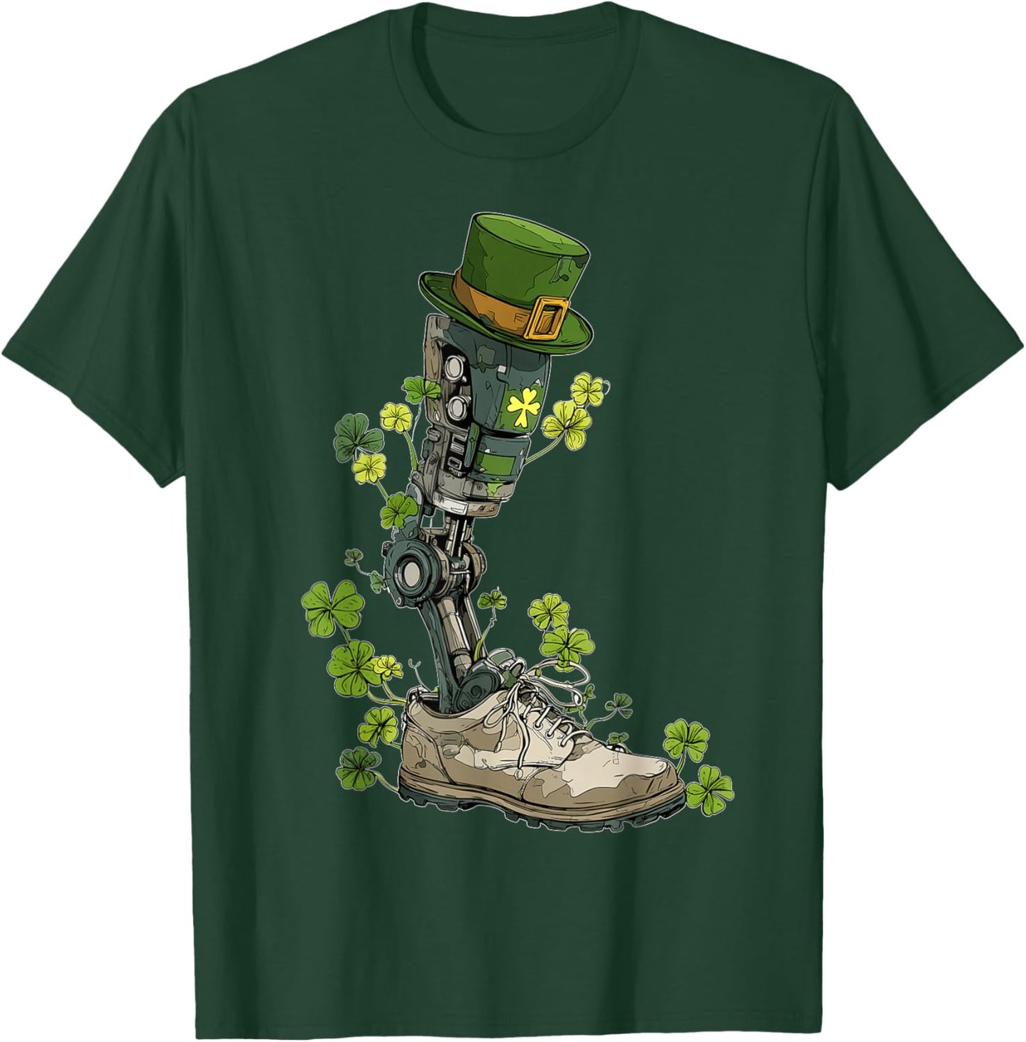 Amputee Prosthetic Amputated St. Patricks Day Pattys Day T-Shirt - T-Shirt | Forest