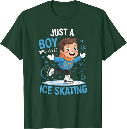 Boys Ice Skating T-Shirt - T-Shirt | Forest