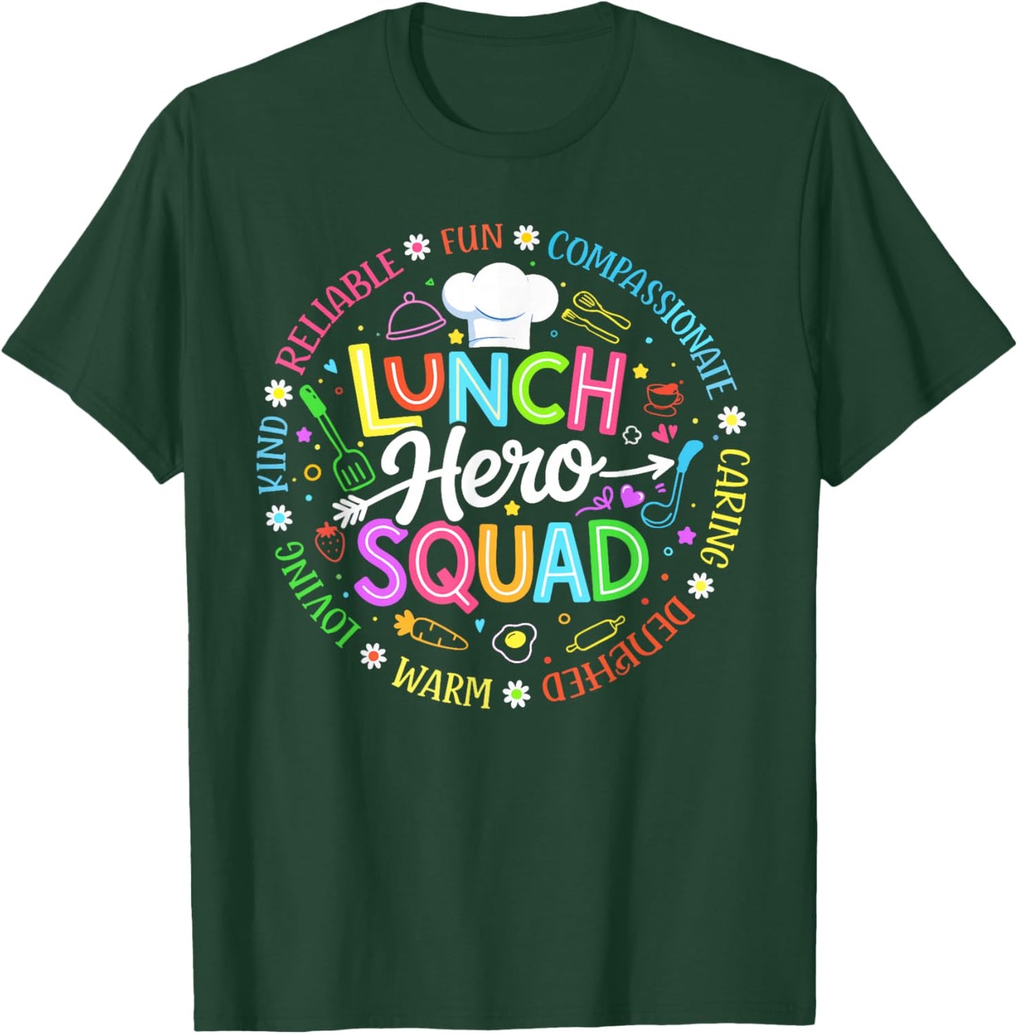 School Lunch Hero Squad Funny Cafeteria Workers Crew T-Shirt - T-Shirt | Forest