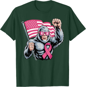 Bigfoot Pink Ribbon Fight Breast Cancer Awareness T-Shirt - T-Shirt | Forest