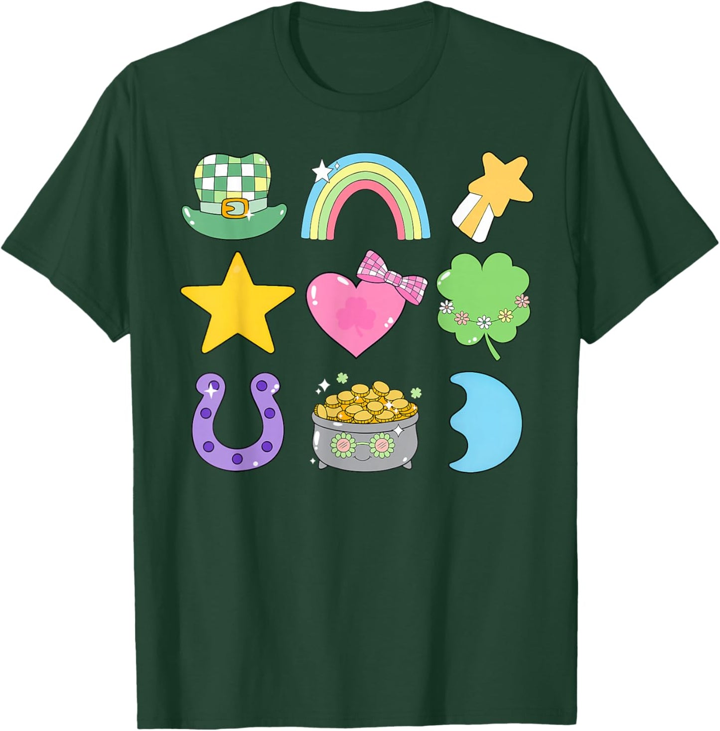 Groovy Lucky Charm St Patrick's Day Shamrock Men Women Kid T-Shirt - T-Shirt | Forest